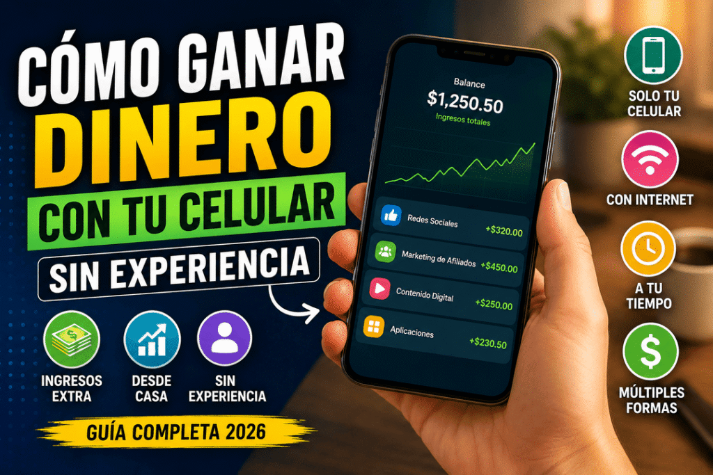 Persona mostrando ganancias en el celular