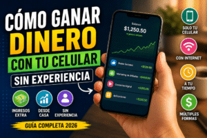 Persona mostrando ganancias en el celular
